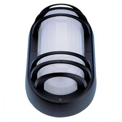 Aplique estanco oval de termoplástico y vidrio, hasta 60W, con defensa